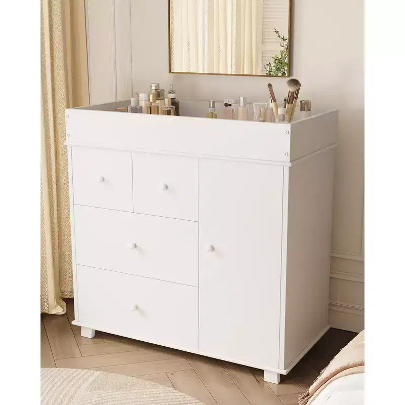 Commode à Langer pour Bébé, Commode de Crèche avec Table à Langer, Table à Langer Moderne avec 3 Tiroirs pour Chambre d'Enfant, Chambre à Coucher