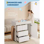 Commode à Langer pour Bébé, Commode de Crèche avec Table à Langer, Table à Langer Moderne avec 3 Tiroirs pour Chambre d'Enfant, Chambre à Coucher