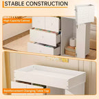 Commode à Langer pour Bébé, Commode de Crèche avec Table à Langer, Table à Langer Moderne avec 3 Tiroirs pour Chambre d'Enfant, Chambre à Coucher