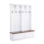 CLIHOME Portemanteau d'entrée 4-en-1 style ferme avec banc en bois, porte-manteau polyvalent pour buanderie avec 2 grands tiroirs, organisateur d'entrée