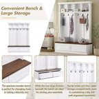 CLIHOME Portemanteau d'entrée 4-en-1 style ferme avec banc en bois, porte-manteau polyvalent pour buanderie avec 2 grands tiroirs, organisateur d'entrée