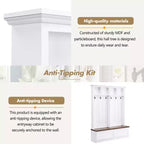 CLIHOME Portemanteau d'entrée 4-en-1 style ferme avec banc en bois, porte-manteau polyvalent pour buanderie avec 2 grands tiroirs, organisateur d'entrée