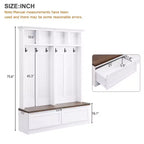 CLIHOME Portemanteau d'entrée 4-en-1 style ferme avec banc en bois, porte-manteau polyvalent pour buanderie avec 2 grands tiroirs, organisateur d'entrée