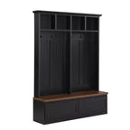 CLIHOME Portemanteau d'entrée 4-en-1 style ferme avec banc en bois, porte-manteau polyvalent pour buanderie avec 2 grands tiroirs, organisateur d'entrée