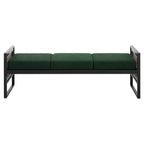 Bekrvio Banc long rembourré en bouclette de 145 cm avec cadre en métal et côtés en rotin PE, banc de bout de lit, banc d'entrée moderne pour salon