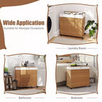 Panier à linge Costway avec roulettes et couvercle, panier à linge 3 sections de 125 L avec 2 sacs de doublure