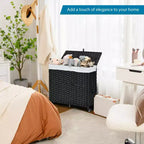 Panier à linge Costway avec roulettes et couvercle, panier à linge 3 sections de 125 L avec 2 sacs de doublure
