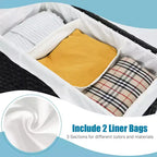 Panier à linge Costway avec roulettes et couvercle, panier à linge 3 sections de 125 L avec 2 sacs de doublure