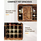 Buffet avec prise électrique, meuble de bar à café 55 avec porte coulissante de grange, support à verres à vin et grande huche de rangement – Buffet de cuisine de ferme