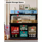 Buffet avec prise électrique, meuble de bar à café 55 avec porte coulissante de grange, support à verres à vin et grande huche de rangement – Buffet de cuisine de ferme