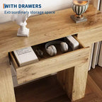 47 Table console d'entrée, table de canapé étroite rectangulaire en bois avec tiroir, table derrière le canapé pour salon, couloir, entrée