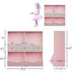 Acekool Organisateur de rangement de jouets pour enfants à 7 compartiments, armoire bibliothèque à 3 niveaux avec 3 tiroirs, grande étagère en bois, 2 ensembles roses