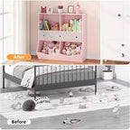 Acekool Organisateur de rangement de jouets pour enfants à 7 compartiments, armoire bibliothèque à 3 niveaux avec 3 tiroirs, grande étagère en bois, 2 ensembles roses