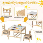 Costway Table et Chaises pour Enfants 4 en 1 Table d'Activités pour Enfants avec Tableau Blanc Réversible Gris+Naturel/Orange+Naturel