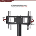 Meuble TV multifonction noir avec support pivotant réglable en hauteur – 3 étagères en verre trempé pour TV 32-65 pouces