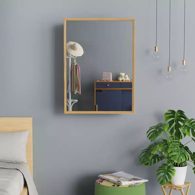 Armoire de toilette avec miroir, Meuble mural en chêne avec miroir et étagères intérieures réglables