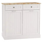 AndMakers Meuble de cuisine pour poubelle, 99,98 cm (l) x 35 cm (P) x 89,76 cm (H), prêt à assembler, blanc, avec 2 tiroirs