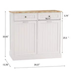 AndMakers Meuble de cuisine pour poubelle, 99,98 cm (l) x 35 cm (P) x 89,76 cm (H), prêt à assembler, blanc, avec 2 tiroirs