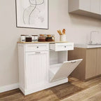 AndMakers Meuble de cuisine pour poubelle, 99,98 cm (l) x 35 cm (P) x 89,76 cm (H), prêt à assembler, blanc, avec 2 tiroirs