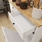 AndMakers Meuble de cuisine pour poubelle, 99,98 cm (l) x 35 cm (P) x 89,76 cm (H), prêt à assembler, blanc, avec 2 tiroirs