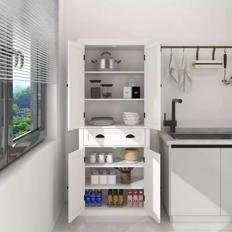 Meuble de rangement blanc en bois AndMakers de 76 cm de large avec étagères réglables