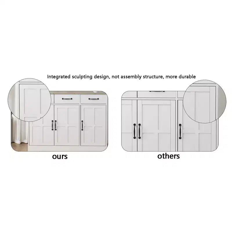 Meuble de rangement blanc en bois AndMakers de 76 cm de large avec étagères réglables