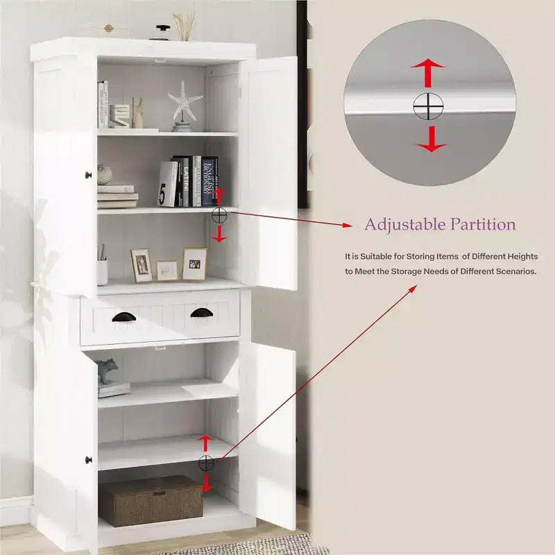 Meuble de rangement blanc en bois AndMakers de 76 cm de large avec étagères réglables
