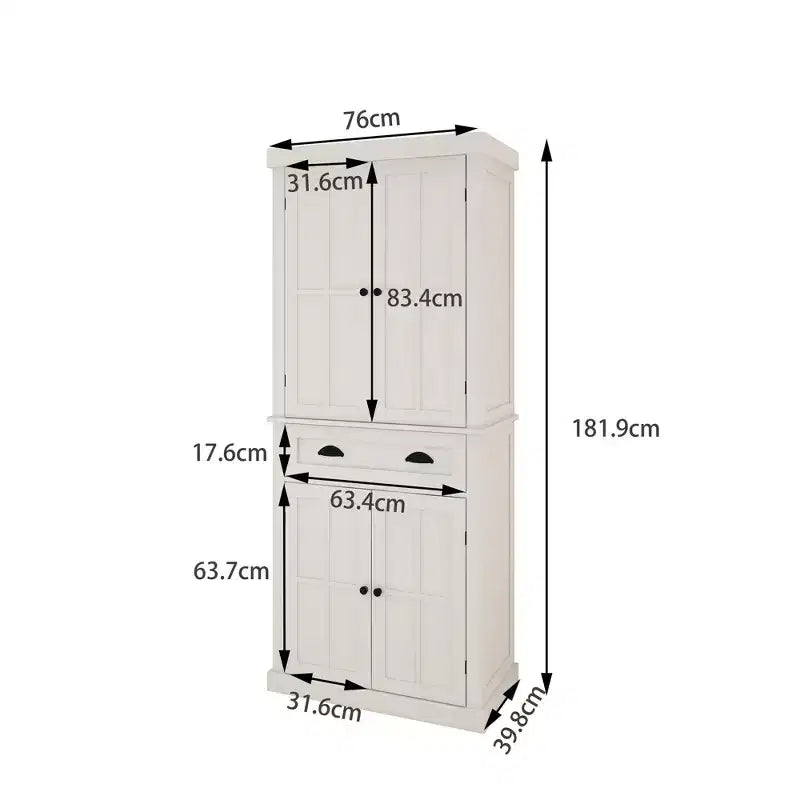 Meuble de rangement blanc en bois AndMakers de 76 cm de large avec étagères réglables