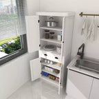 Meuble de rangement blanc en bois AndMakers de 76 cm de large avec étagères réglables