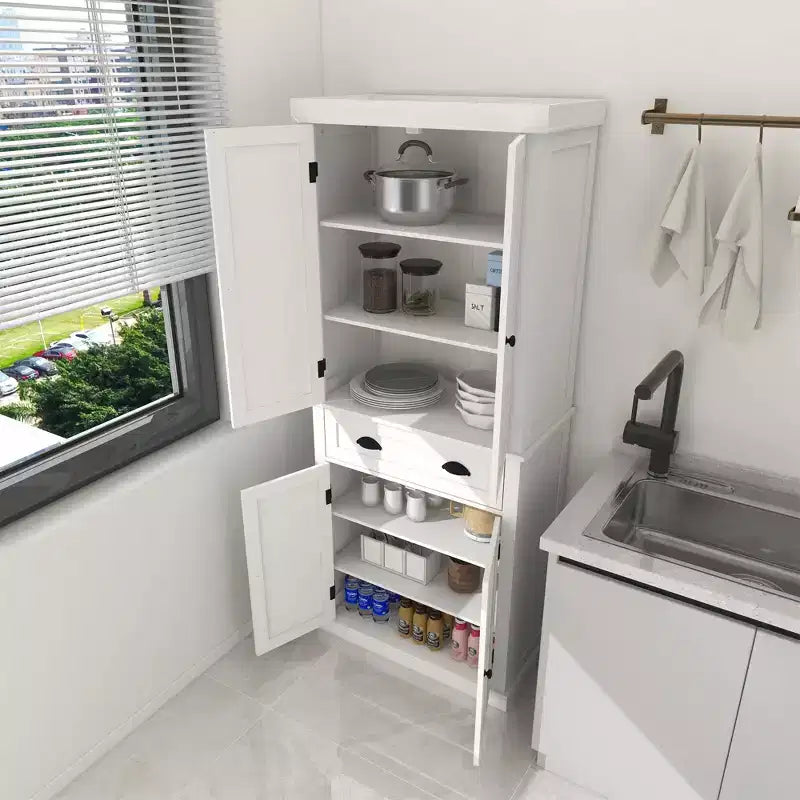 Meuble de rangement blanc en bois AndMakers de 76 cm de large avec étagères réglables