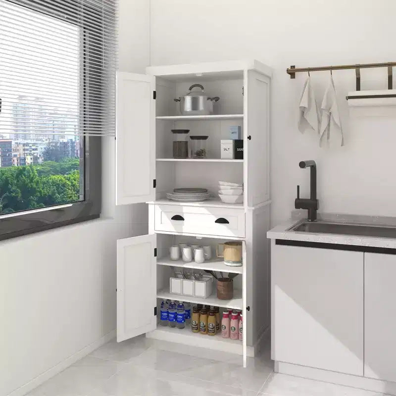 Meuble de rangement blanc en bois AndMakers de 76 cm de large avec étagères réglables