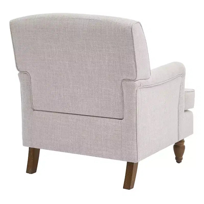 Fauteuil d'appoint vintage Bestier, fauteuil en tissu de lin rembourré avec pieds en bois massif, chaise de lecture simple pour salon, chambre, beige