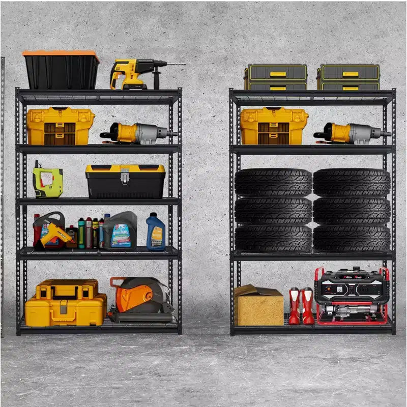 Étagère de garage de 48 pouces, capacité de 2500 livres, unité de rayonnage robuste pour garage, étagères de rangement métalliques réglables, étagère utilitaire industrielle à 5 niveaux