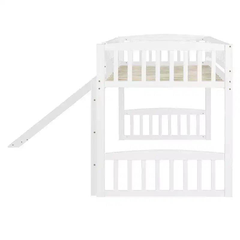 Lit mezzanine jumeau Bellemave avec toboggan et échelle, lit mezzanine bas pour enfants, lit mezzanine en bois, pour garçons et filles, blanc