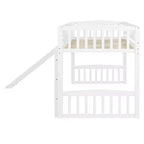 Lit mezzanine jumeau Bellemave avec toboggan et échelle, lit mezzanine bas pour enfants, lit mezzanine en bois, pour garçons et filles, blanc