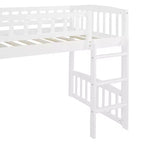 Lit mezzanine jumeau Bellemave avec toboggan et échelle, lit mezzanine bas pour enfants, lit mezzanine en bois, pour garçons et filles, blanc