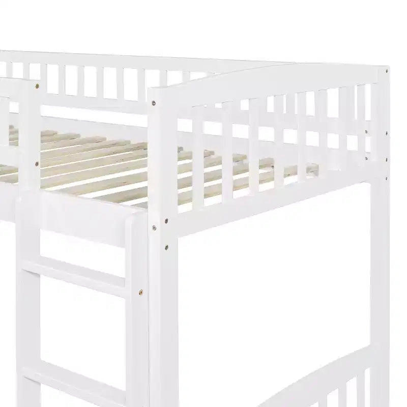 Lit mezzanine jumeau Bellemave avec toboggan et échelle, lit mezzanine bas pour enfants, lit mezzanine en bois, pour garçons et filles, blanc