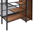 Bellemave Lit superposé en métal avec échelle latérale de rangement et armoire, noir