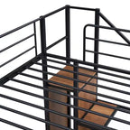 Bellemave Lit superposé en métal avec échelle latérale de rangement et armoire, noir