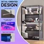 AMERLIFE Vitrine avec portes en verre, lumières RVB, 4 niveaux de rangement, étagères réglables, MDF et verre trempé, noir