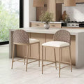 Christopher Knight Home Cedricon 25 Farmhouse Rattan Upholstered Barstools (Set of 2)