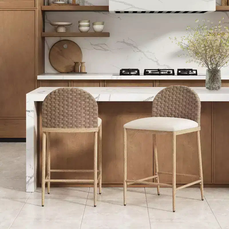 Tabourets de bar Christopher Knight Home Cedricon 25 rembourrés en rotin style ferme (lot de 2)