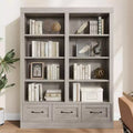 70 H Tall Bookcshelf with 3 Storage Drawers, Tall Bookcase w/ 3-Tier Double Wide Open Shelf, Large Storage Bookcase Wooden Deep Bookshelves