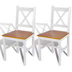 CLIHOME Modern Minimalist Dining Chair with Retro Design of Solid Pine Wood, Comfortable X-Shaped Chair Back Restaurant Backrest Chair(Set of 2)