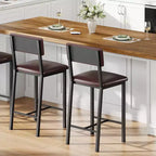 Acekool Lot de 2 tabourets de bar, tabourets hauteur comptoir avec dossier, cuir PU capitonné et pieds en métal épais, chaises d'îlot de cuisine
