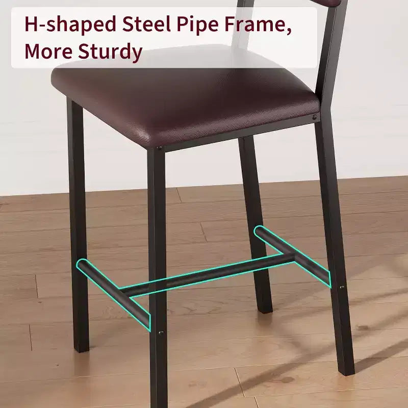 Acekool Lot de 2 tabourets de bar, tabourets hauteur comptoir avec dossier, cuir PU capitonné et pieds en métal épais, chaises d'îlot de cuisine