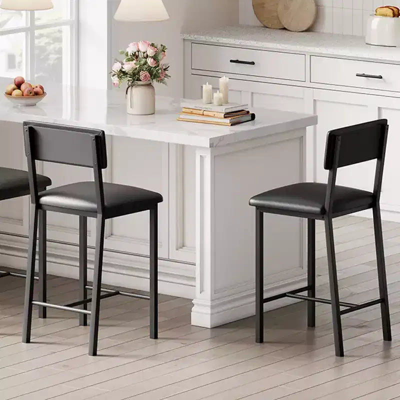 Acekool Lot de 2 tabourets de bar, tabourets hauteur comptoir avec dossier, cuir PU capitonné et pieds en métal épais, chaises d'îlot de cuisine
