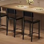 Acekool Lot de 2 tabourets de bar, tabourets hauteur comptoir avec dossier, cuir PU capitonné et pieds en métal épais, chaises d'îlot de cuisine