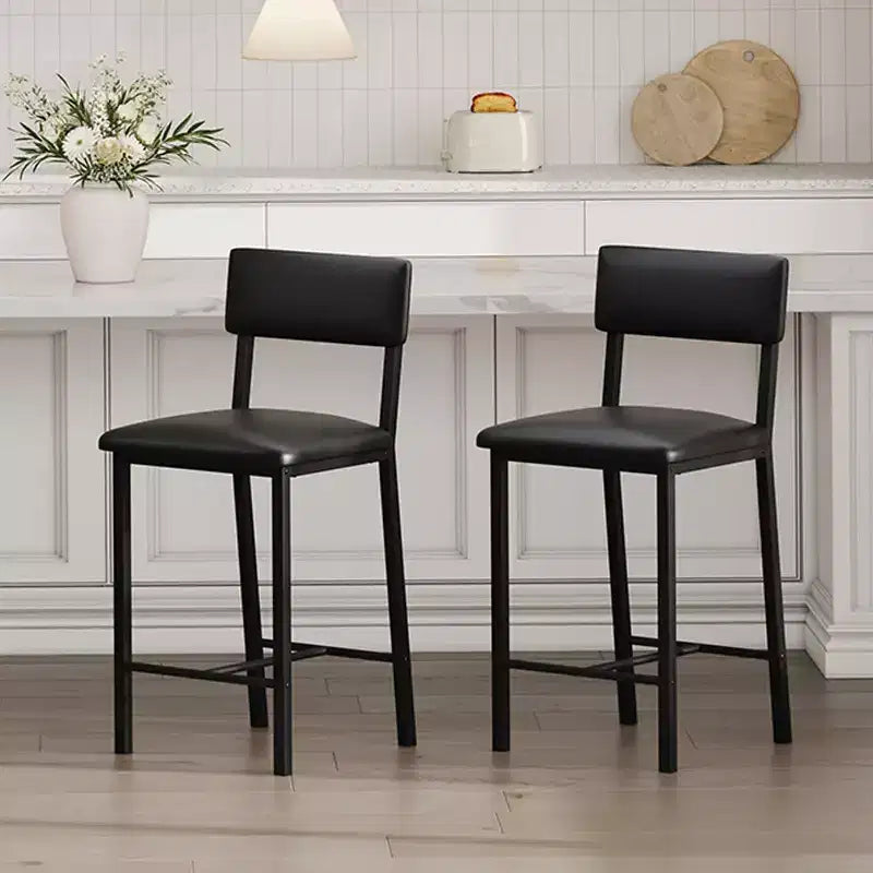 Acekool Lot de 2 tabourets de bar, tabourets hauteur comptoir avec dossier, cuir PU capitonné et pieds en métal épais, chaises d'îlot de cuisine