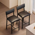 Acekool Bar Stools Set of 2, Counter Height Stools with Back, Upholstered PU Leather & Thick Metal Legs, Kitchen Island Chairs